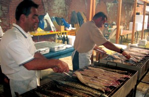 eels on grill